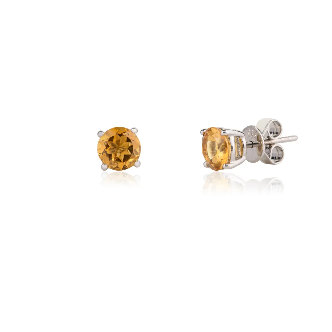14k Gold Citrine Studs