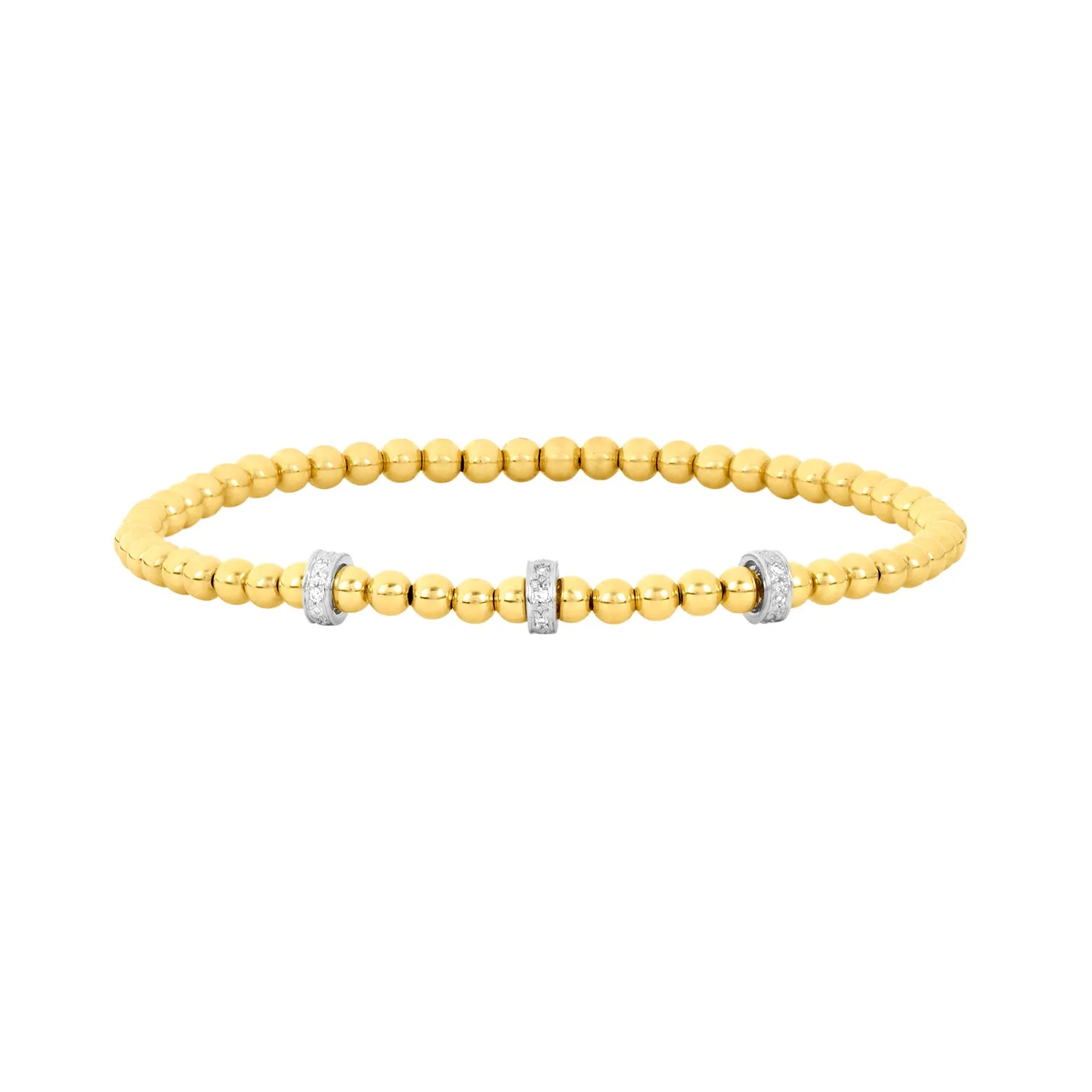 3MM Signature Bracelet with 3 14K Diamond Rondelles