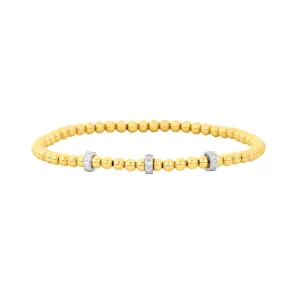 3MM Signature Bracelet with 3 14K Diamond Rondelles