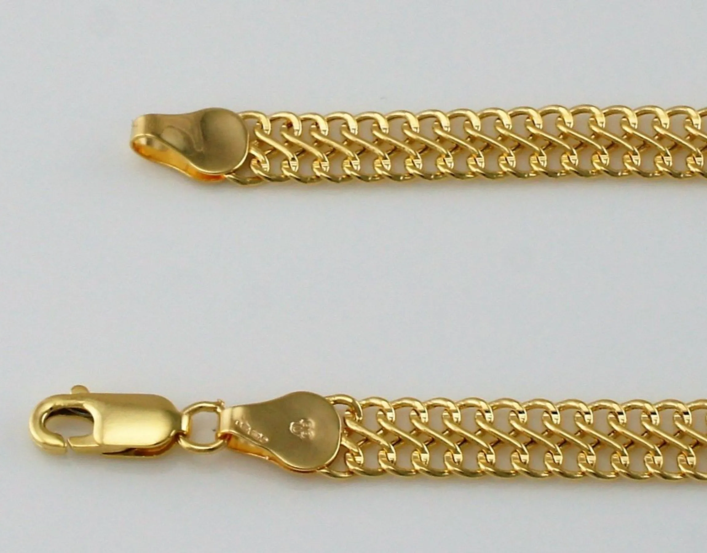 9ct Yellow Gold Figure 8 Double Curb Chain Bracelet 19cm / 7.5 inch