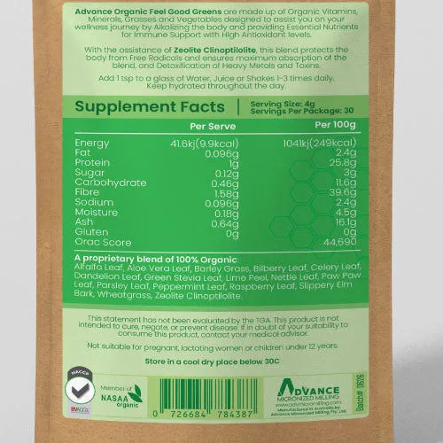 Advance Organic Feel Good Greens   Clinoptilolite Zeolite