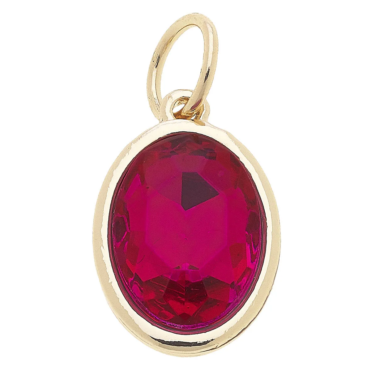 Canvas Style Glass Charm  Ruby or Blue Topaz