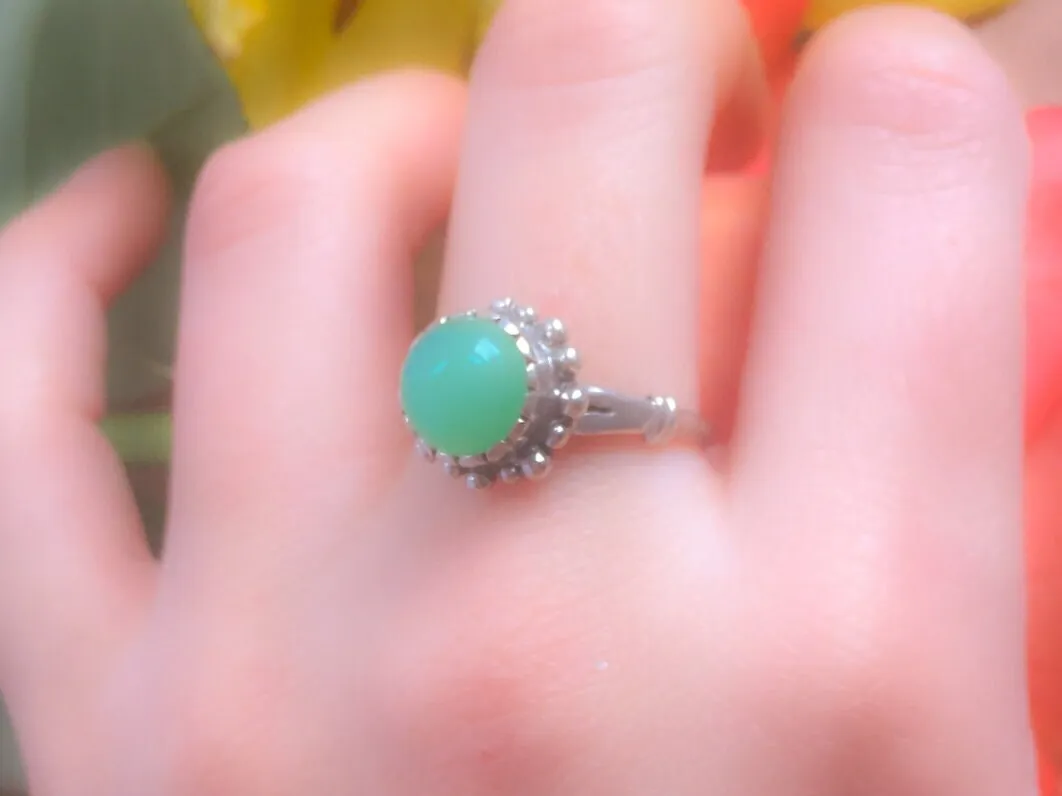Chrysoprase Ring - Green Vintage Ring - Real Chrysoprase Ring