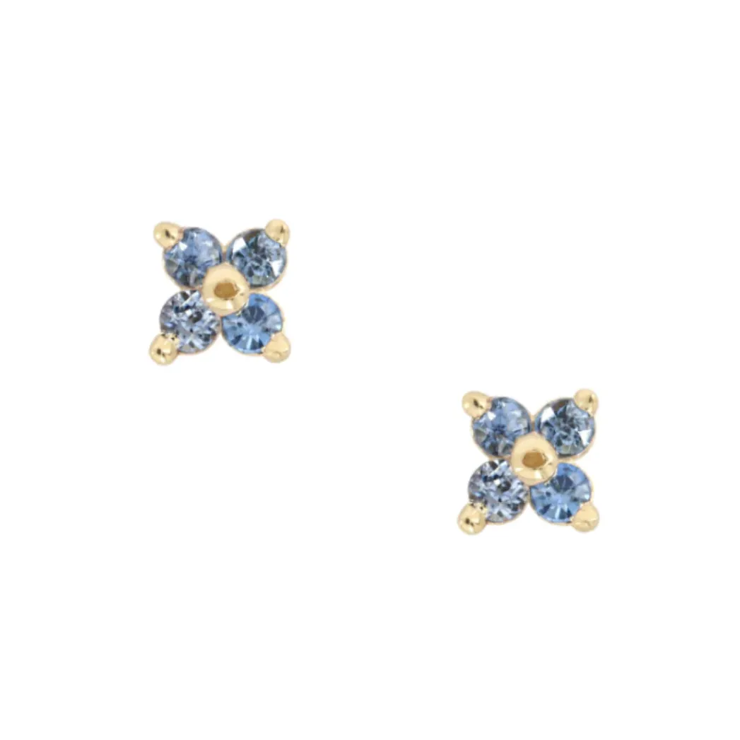 Clover Studs, Light Blue Sapphire
