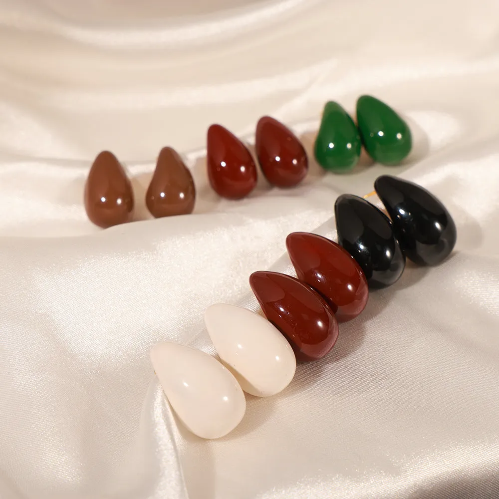 Copper Enamel Water Drop Hollow Earrings - Unique Fashion Jewelry for Women