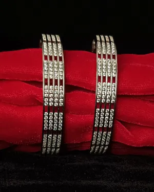Designer Silver Plated American Diamond Bangle/Bracelet (D211)