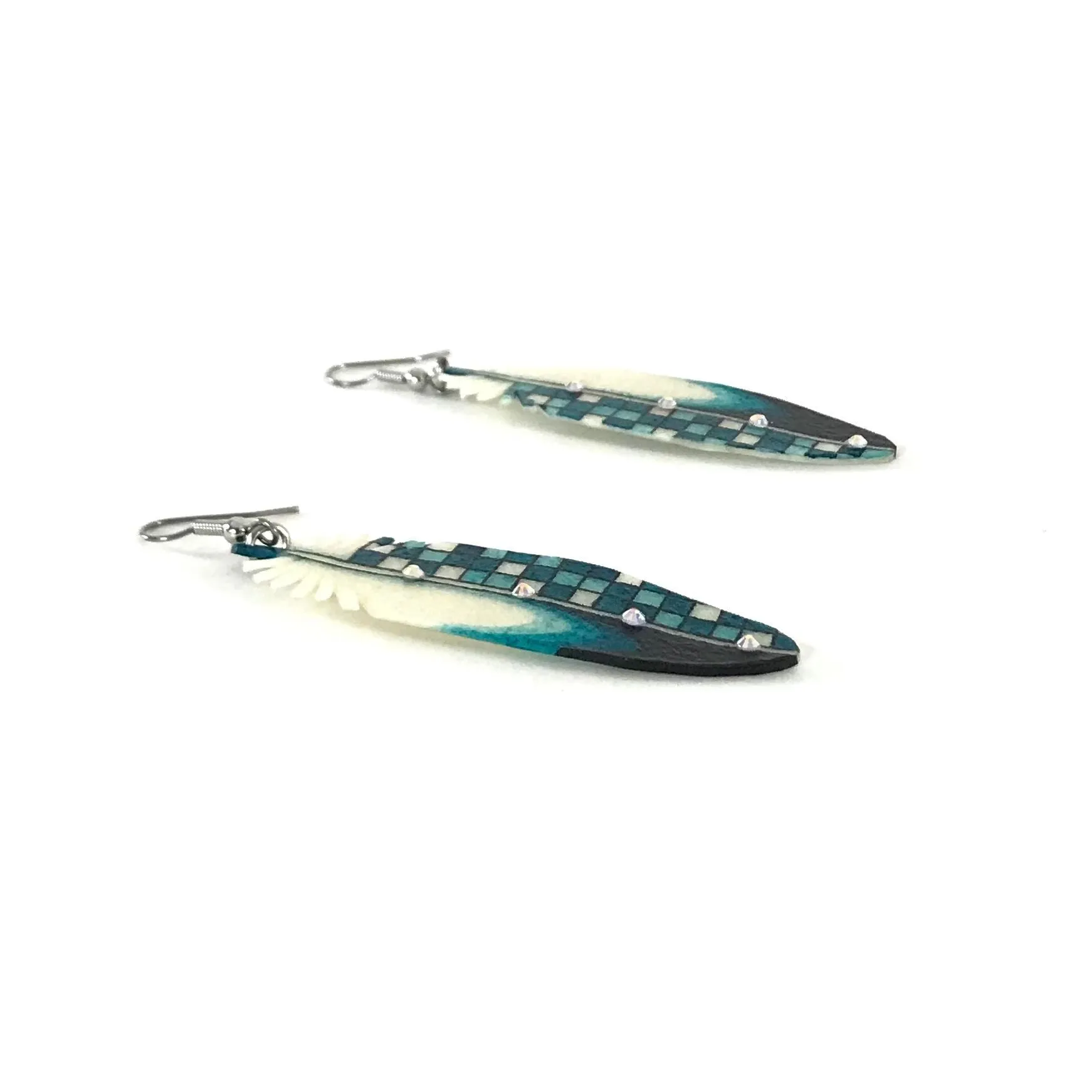 Dominic Arquero Rawhide Corn Design Feather Earrings