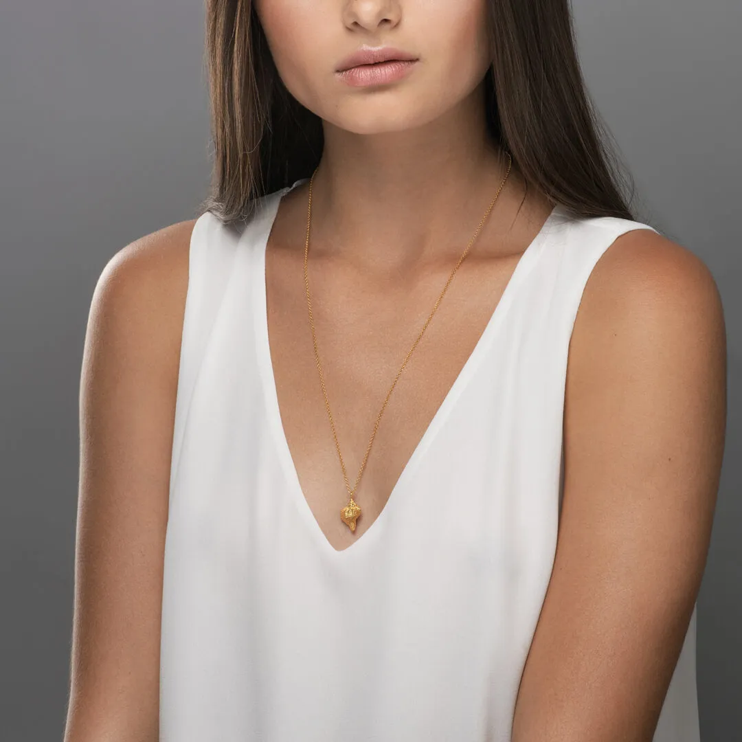 Extravaganza seashell - long chain necklace - silver 925 - gold plated