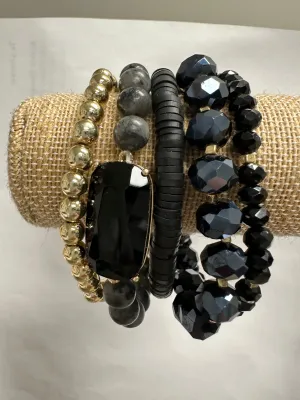 Faceted Five Bracelet Stack