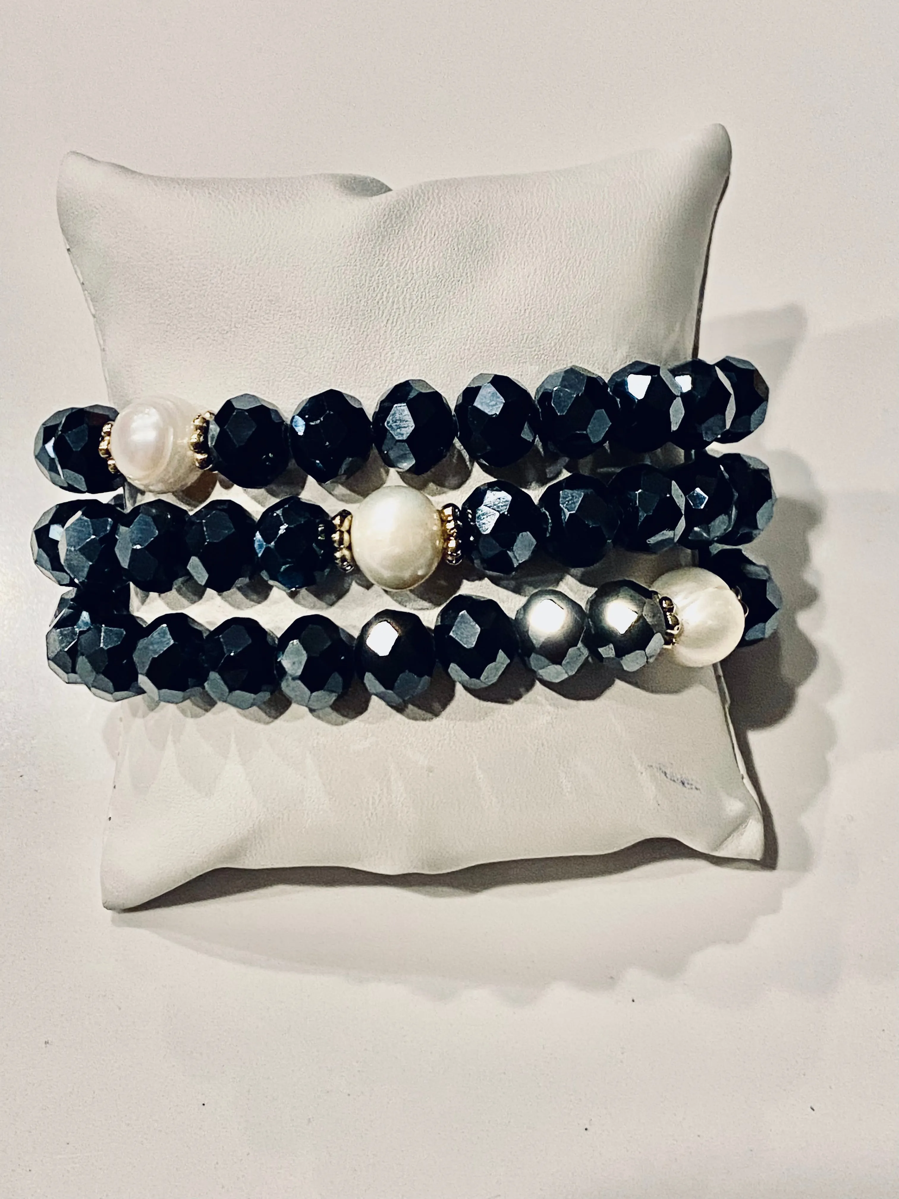 Gorgeous Hand Beaded Crystal Stretch Bracelet
