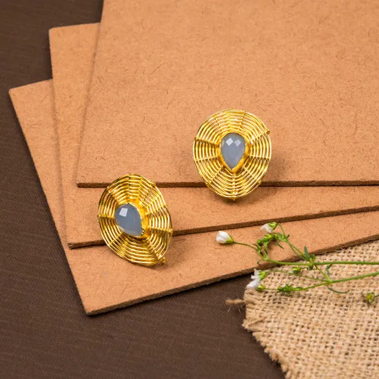 jewelry - berserk - Gold Plated Aqua Teardrop Studs