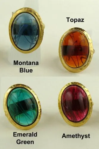 Kenneth Jay Lane Vintage Inspired 22k Gold Ring Amethyst or Ruby