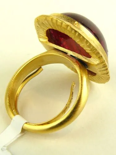 Kenneth Jay Lane Vintage Inspired 22k Gold Ring Amethyst or Ruby