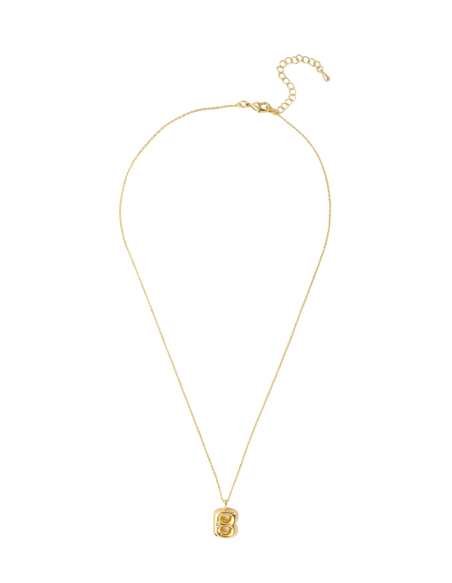 Mocha Bubble Initial Necklace - B - Light Gold