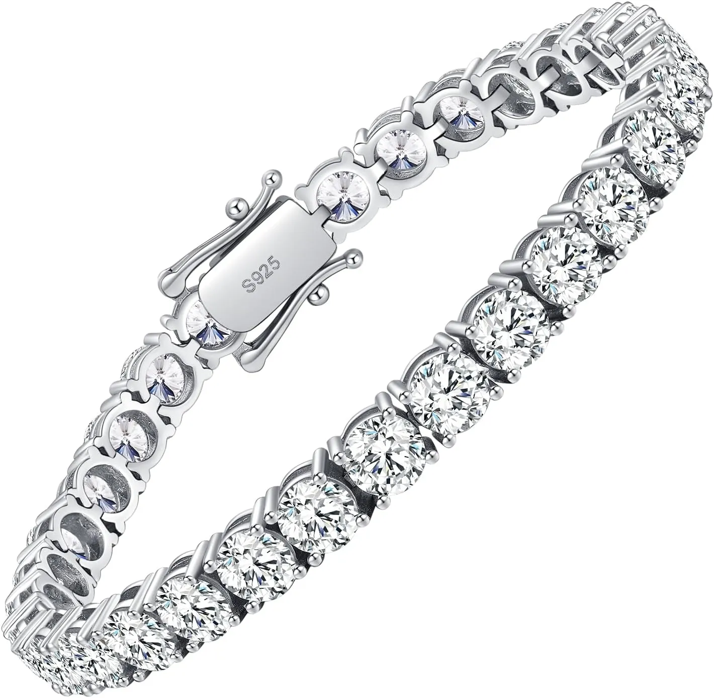 Moissanite Tennis Bracelet,10.5-14 Carats Lab Grown Diamond Tennis Bracelet for Women 18k White Gold Plated 925 Sterling Silver Men's Bracelet 3-4mm D Color VVS1 Round Cut Moissanite Bracelet for Women Men Jewelry Gift