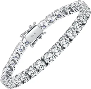 Moissanite Tennis Bracelet,10.5-14 Carats Lab Grown Diamond Tennis Bracelet for Women 18k White Gold Plated 925 Sterling Silver Men's Bracelet 3-4mm D Color VVS1 Round Cut Moissanite Bracelet for Women Men Jewelry Gift