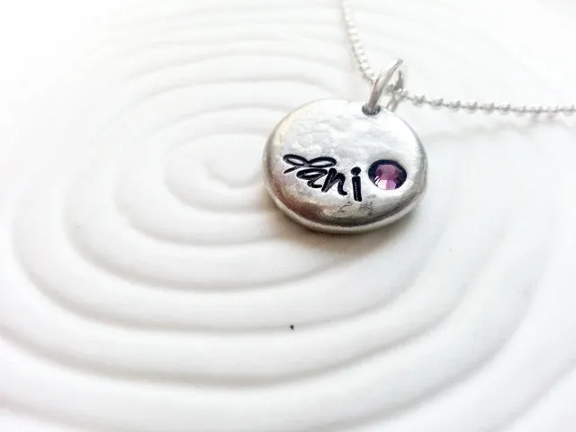 Mother's Necklace | Name and Birthstone Pebble