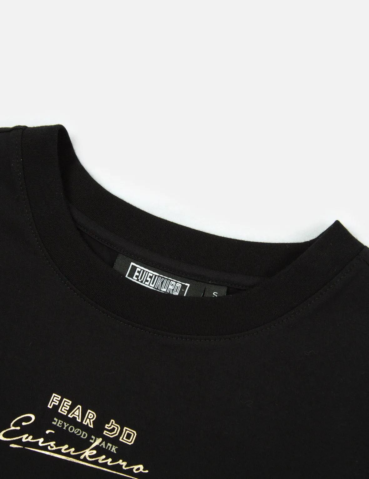Multi Logo Foil Print Asymmetric T-Shirt