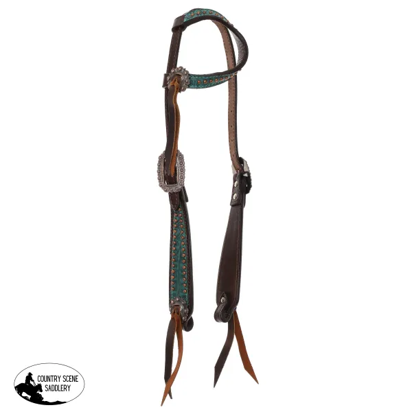 New! Showman Turquoise Gator One Ear Headstall and Breastcollar Set