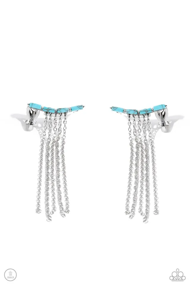 Paparazzi Earring ~ Fault Line Fringe - Blue