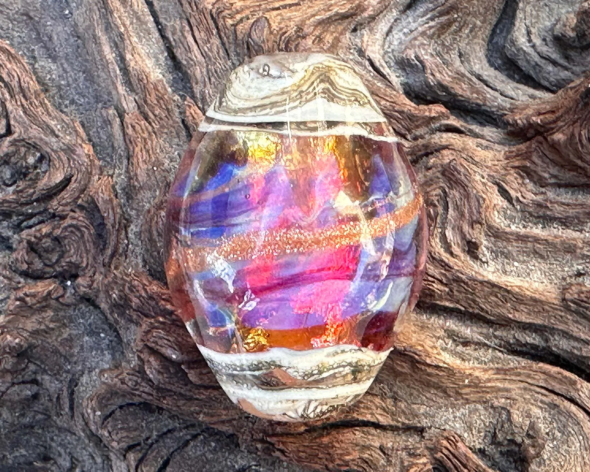 Pink Firestorm Lampwork Focal Bead SRA
