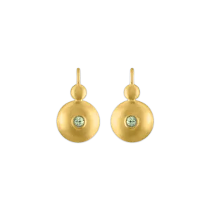 Small Green Sapphire Bulla Hook Earrings