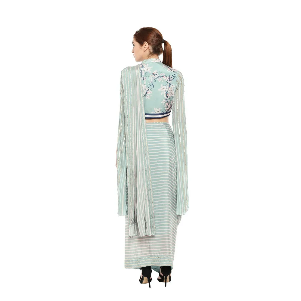 Soup by Sougat Paul Hand Embroidered & Floral Short Jacket With Drape Saree