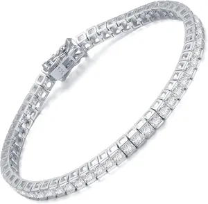 Tennis Bracelet for Women, Sterling Silver 3.0MM Diamond Tennis Bracelets for Women Cubic Zirconia Bezel Bride Wedding Bracelet (6.75-7.25 Inch)