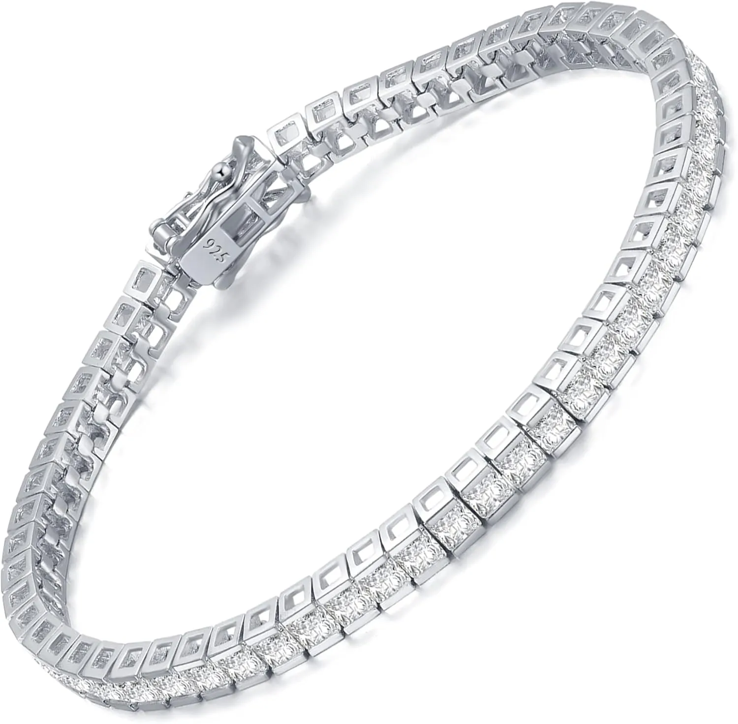 Tennis Bracelet for Women, Sterling Silver 3.0MM Diamond Tennis Bracelets for Women Cubic Zirconia Bezel Bride Wedding Bracelet (6.75-7.25 Inch)