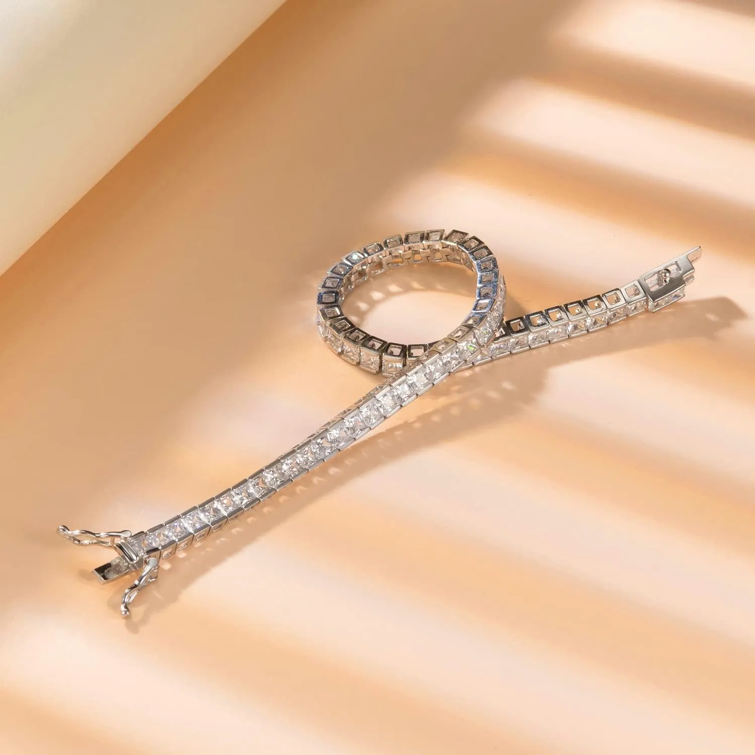 Tennis Bracelet for Women, Sterling Silver 3.0MM Diamond Tennis Bracelets for Women Cubic Zirconia Bezel Bride Wedding Bracelet (6.75-7.25 Inch)