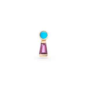 The Garnet Keyhole Stud with Turquoise