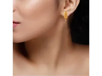 Unique 22k Rectangle Shape Gold Earrings With A Spherical Detail